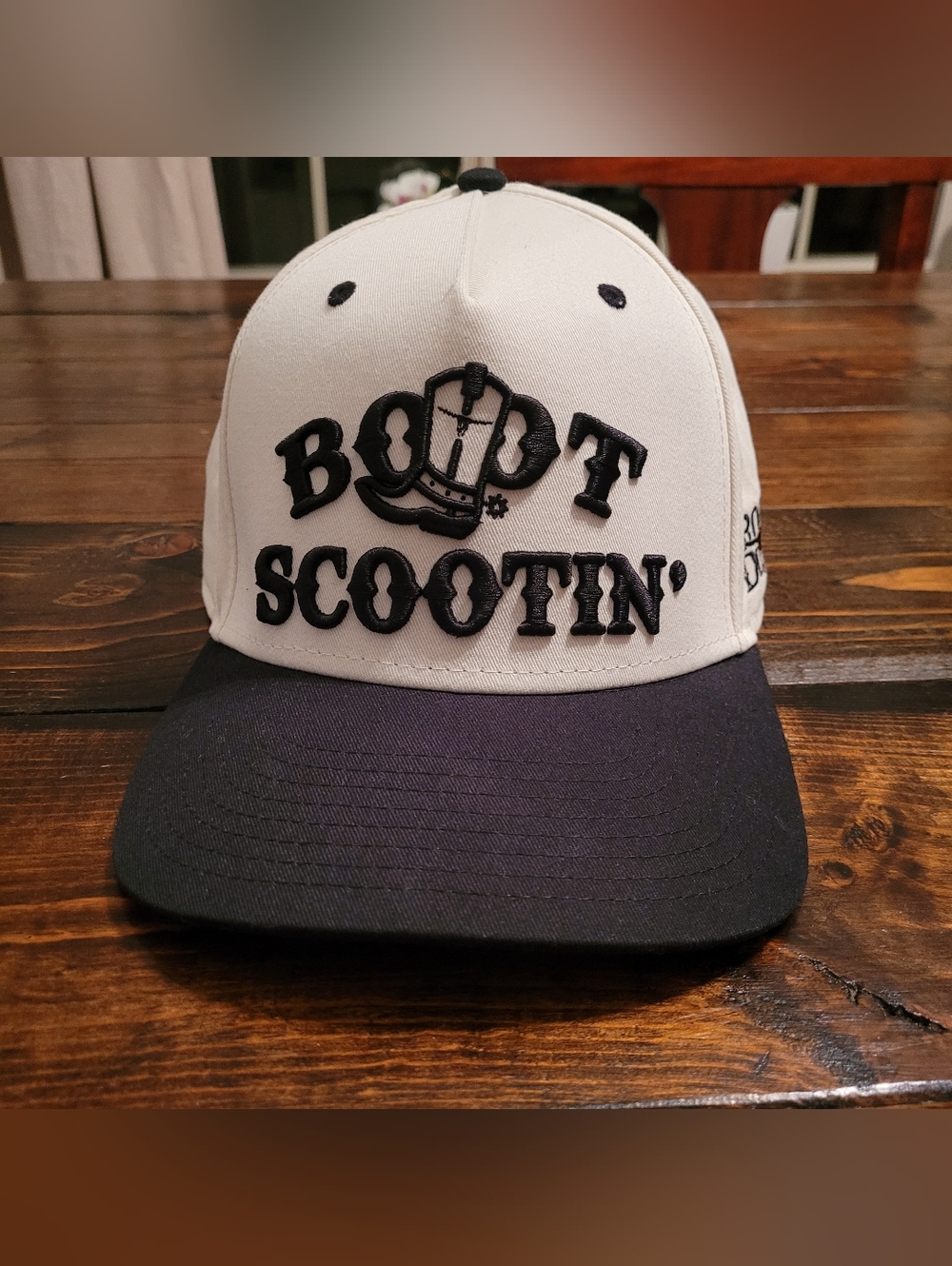 Boot Scootin' Snapback Hat - Cream & Black